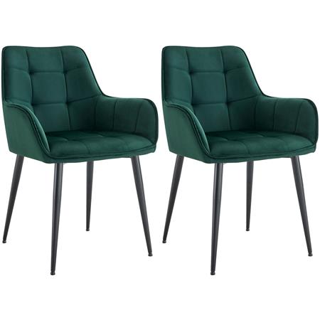 Lot de 2 Chaises Visiteur RUFUS, Design Moderne et Élégant, en Velours, Vert