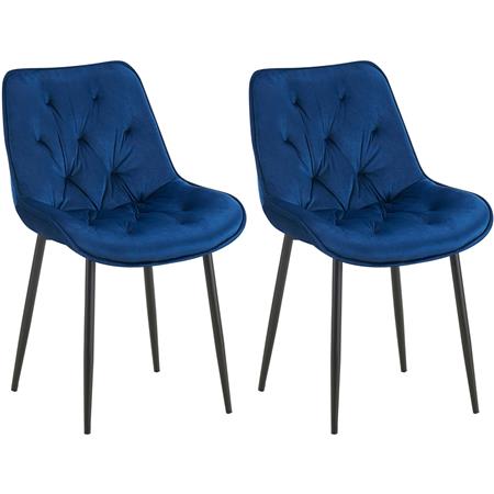 Lot de 2 Chaises visiteur GRACE, Design Confortable et Elégant, Piétement métallique, en Velours Bleu