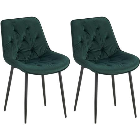Lot de 2 Chaises visiteur GRACE, Design Confortable et Elégant, Piétement métallique, en Velours Vert