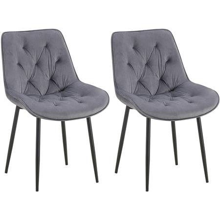 Lot de 2 Chaises visiteur GRACE, Design Confortable et Elégant, Piétement métallique, en Velours Gris Foncé