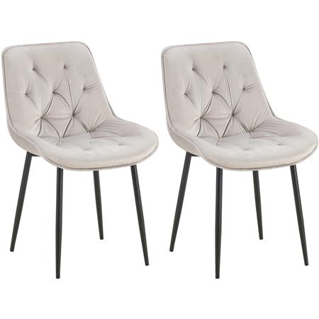 Lot de 2 Chaises visiteur GRACE, Design Confortable et Elégant, Piétement métallique, en Velours Gris Clair