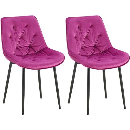 Lot de 2 Chaises visiteur GRACE, Design Confortable et Elégant, Piétement métallique, en Velours Violet