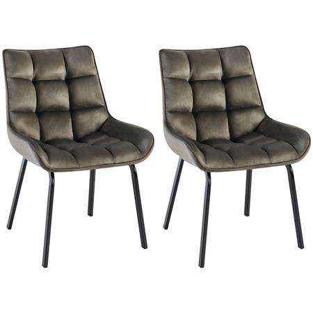 Lot de 2 Chaises visiteur MAMBO, Rembourrage Épais, Piétement métallique, en Velours Gris Anthracite