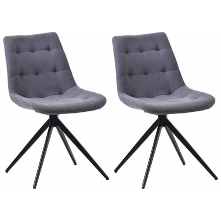 Lot de 2 Chaises Visiteur KEATON TISSU, Structure Métallique, Pivotantes, Gris Foncé