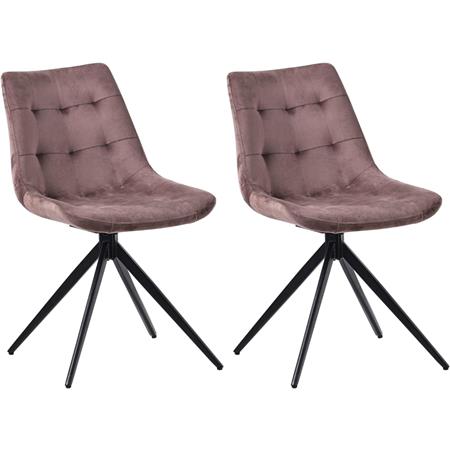 Lot de 2 Chaises Visiteur KEATON VELOURS, Structure Métallique, Pivotantes, Marron