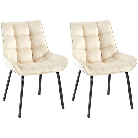 Lot de 2 Chaises visiteur MAMBO TISSU, Rembourrage Épais, Piétement métallique, en tissu Crème
