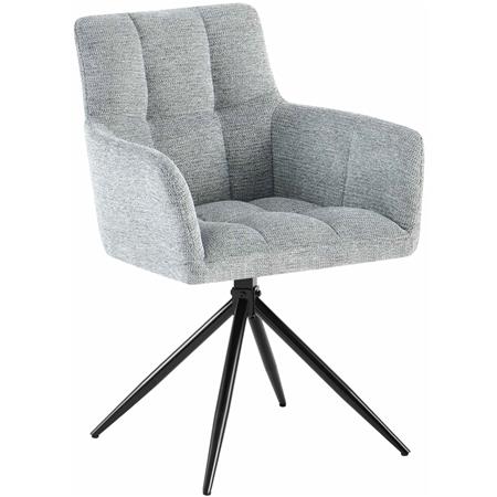 Chaise Visiteur KEMP, Structure Métallique, Pivotante à 180º, Tissu, Gris Clair