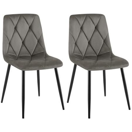 Lot de 2 Chaises visiteur SIAN, Elégance et Confort, Pieds métalliques, en Velours Gris Anthracite
