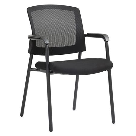Chaise Visiteur CARTER, Empilable, Avec Accoudoirs, En Tissu et Maille Respirante, Noir