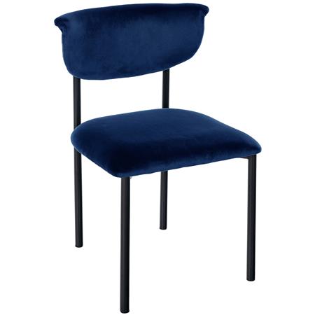 Chaise Visiteur TUCKER, Structure Métallique, en Velours, Bleu