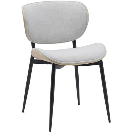 Chaise Visiteur BRONSON TISSU, Design Exclusif, Structure en Bois Naturel, Crème