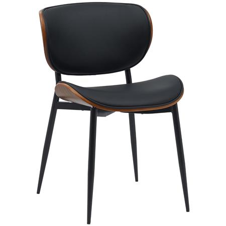 Chaise Visiteur BRONSON CUIR, Design Exclusif, Structure en Bois, Noir