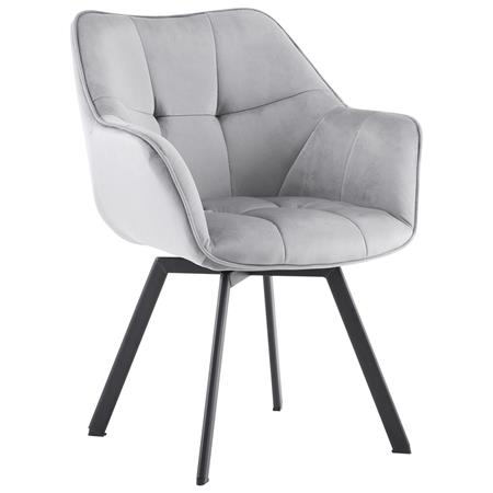 Chaise Visiteur SUTTON, Structure Métallique, Rembourrage Épais, En Velours, Gris