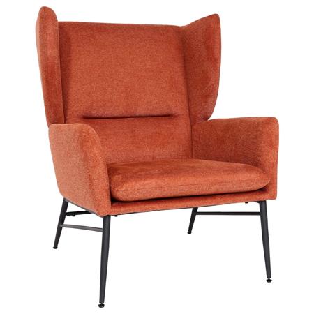 Fauteuil visiteur CROFT, Grand Rembourrage, Piétement en Métal, en Tissu, Terracotta