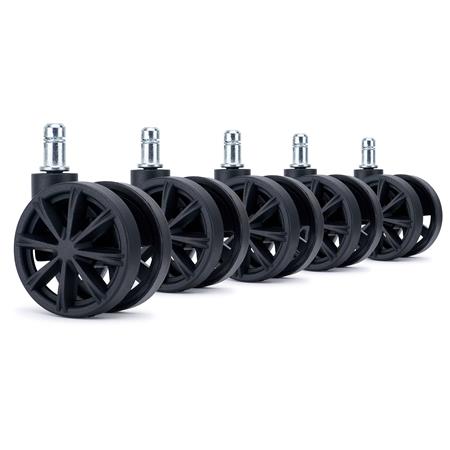 5x Roulettes pour Sols Durs SPOKE, Dimensions 11x50mm, Revêtement en Gomme, Design Sportif, Noir