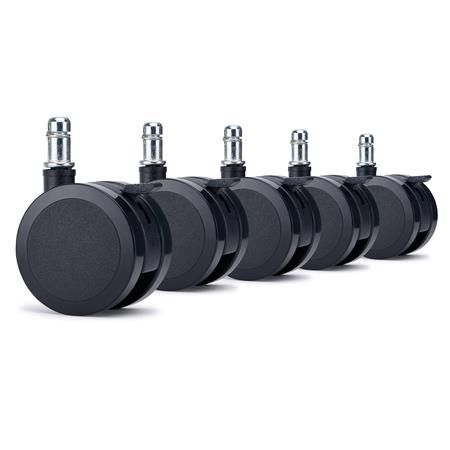5x Roulettes BRAKE 11x50mm, Adaptées à Tous Types de Sols, à Frein Manuel, Noir