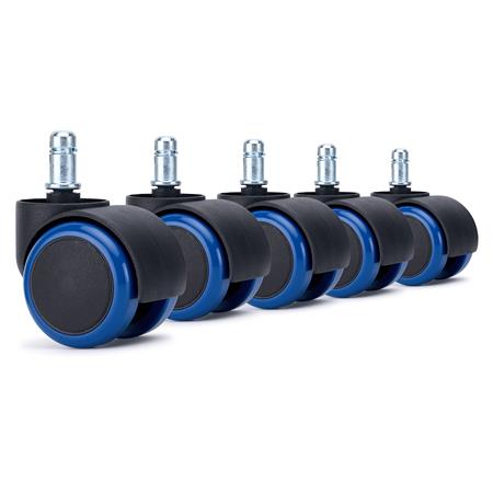 5x Roulettes VELO, 11x50mm, pour Sols Durs, Bleu