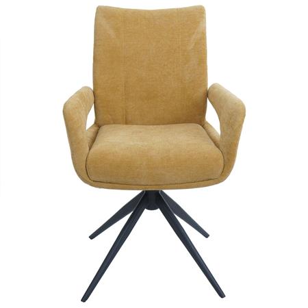 Fauteuil Visiteur LELIA, Pivotant, Rembourrage Épais, Design Moderne, en Tissu, couleur Jaune Moutarde