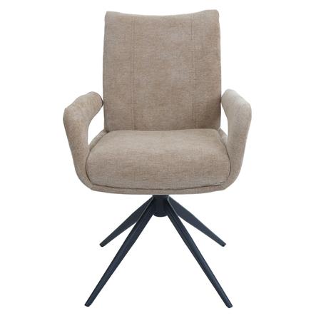 Fauteuil Visiteur LELIA, Pivotant, Rembourrage Épais, Design Moderne, en Tissu, couleur Marron Clair