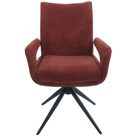 Fauteuil Visiteur LELIA, Pivotant, Rembourrage Épais, Design Moderne, en Tissu, couleur Marron/Rouge