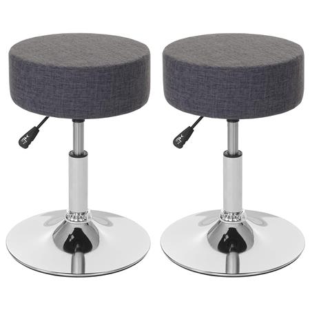 Lot de 2 Tabourets DANKO, Pivotants à 360°, Rembourrage Epais, En Tissu, Gris Clair