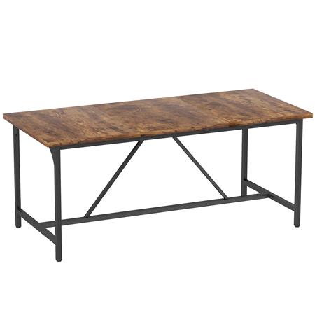 Table de réunion TALLINN de Style Industriel, Structure métallique, Longueur 180 cm, Couleur Noyer