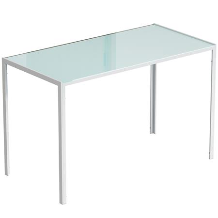 Table de réunion MAPUTO, 120 x 60 x 75 cm, Structure Métallique et Verre Trempé, Blanc