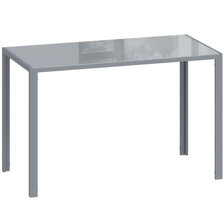 Table de réunion MAPUTO, 120 x 60 x 75 cm, Structure Métallique et Verre Trempé, Gris
