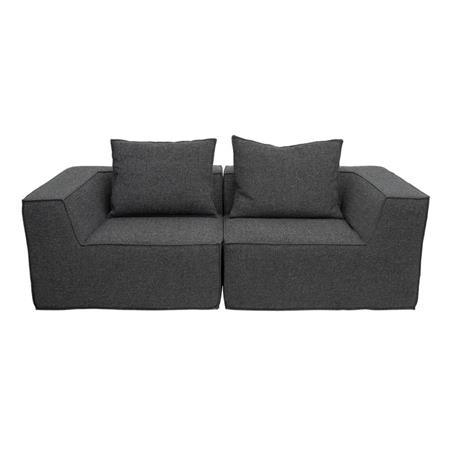 Canapé Modulable 2 places NANUK, Rembourrage Épais, En Tissu, Gris Foncé