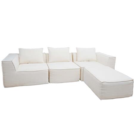 Canapé Modulable 3 places NANUK, Rembourrage Épais, En Tissu, Crème