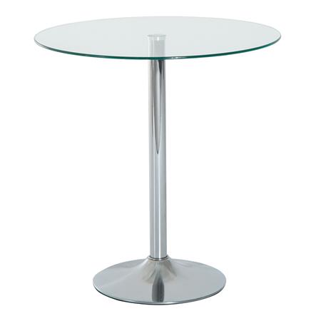 Table de Réunion OBA, Dimensions Ø70x74,5 cm, Verre Trempé et Structure Métallique, Gris Chromé