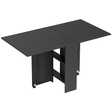 Table de Réunion MORONI, avec Roulettes et Étagères de Rangement, jusqu’à 6 Personnes, Noir