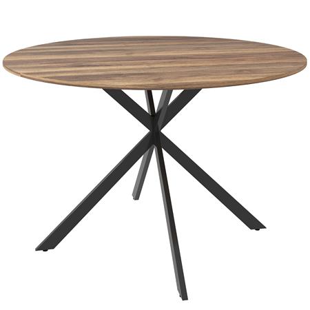Table de Réunion VENUS, Ronde, Structure en Acier, Ø120x75 cm, Marron Foncé