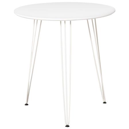 Table de Réunion MIRTA, Dimensions Ø70x75 cm, Bois et Structure Métallique, Blanc