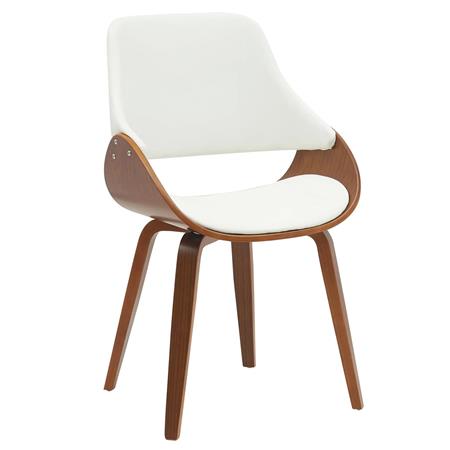 Chaise Visiteur NESKA CUIR, Design Moderne, Structure en Bois couleur Noyer, Blanc