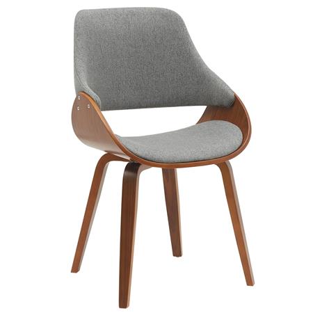 Chaise Visiteur NESKA TISSU, Design Moderne, Structure en Bois couleur Noyer, Gris