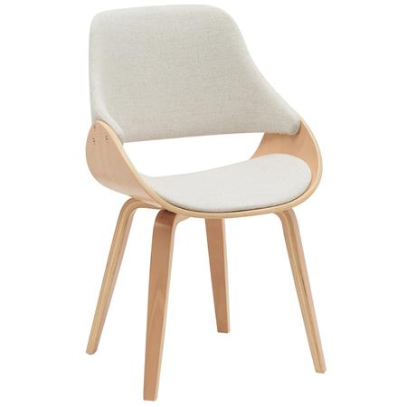Chaise Visiteur NESKA TISSU, Design Moderne, Structure en Bois Naturel, Crème