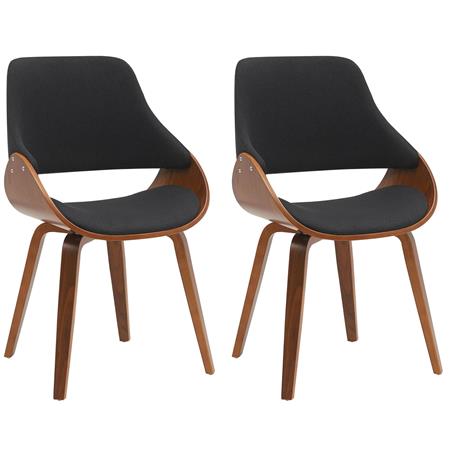 Lot de 2 Chaises Visiteur NESKA TISSU, Design Moderne, Structure en Bois couleur Noyer, Noir