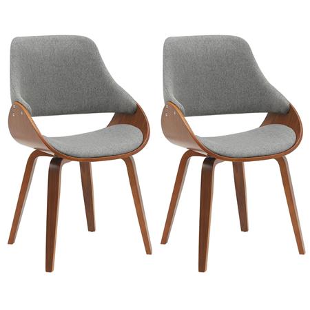 Lot de 2 Chaises Visiteur NESKA TISSU, Design Moderne, Structure en Bois couleur Noyer, Gris