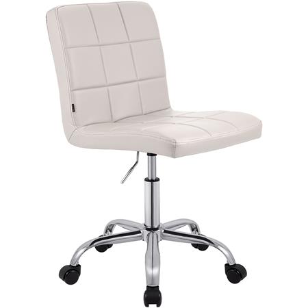 Chaise de Bureau CLIP, Piétement Métallique, Design Moderne, en Cuir, Blanc