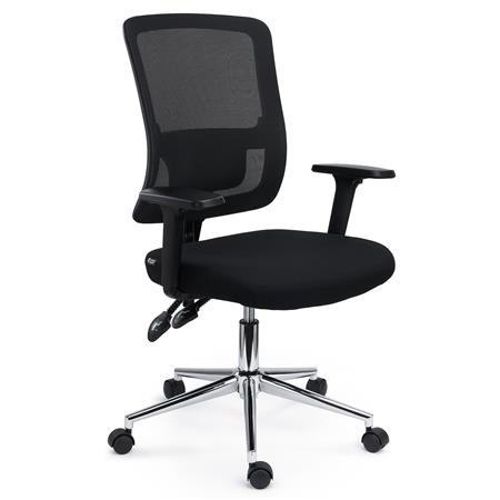 Chaise de Bureau MISTIC, Utilisation Intensive 8h, Dossier Réglable, Support Lombaire, en Tissu et Maille, Noir