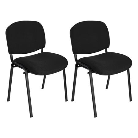 Lot de 2 Chaises Visiteur MOBY TISSU, Très Confortable, Piétement Noir, en Tissu, Noir