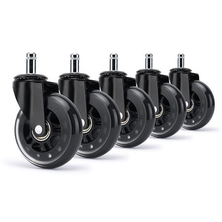 5x Roulettes H1 11x75mm, Style Roller, Tous Types de Sols, Silencieuses et Résistantes, Noir