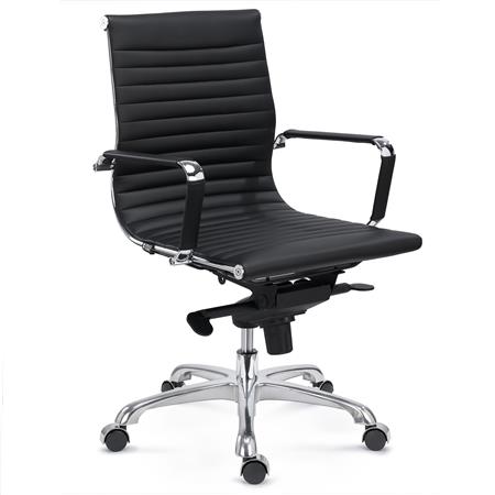 Chaise de Bureau DORIS, Dossier de Taille Intermédiaire, Structure Métallique Chromée, Noir