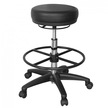 DEMO# Tabouret à roulettes IXA, Rembourrage épais, Pivotant, en Cuir, couleur Noir