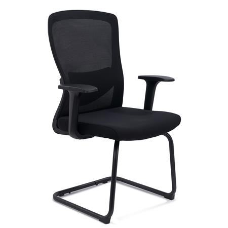 Chaise Visiteur Ergonomique NOTE V, Support Lombaire, Piétement Métallique, Noir
