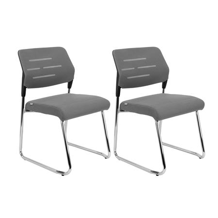 Lot de 2 Chaises visiteur FOSTER, Robustes et Confortables, en Maille Respirable, Gris