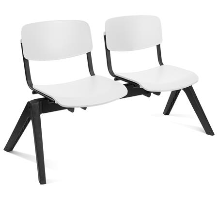 Banc salle d'attente 2 sièges MILKA, Structure Robuste, Très Confortable, Polypropylène, Blanc