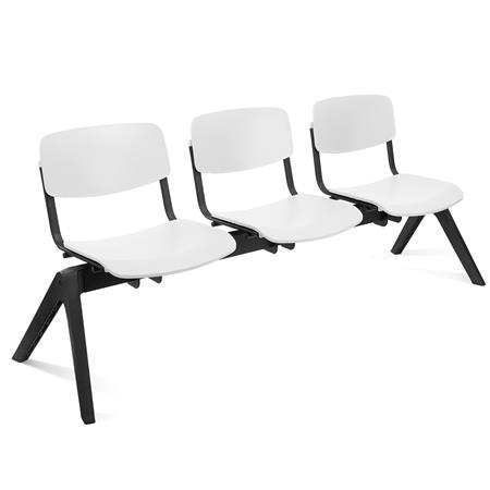 Banc salle d'attente 3 sièges MILKA, Structure Robuste, Très Confortable, Polypropylène, Blanc