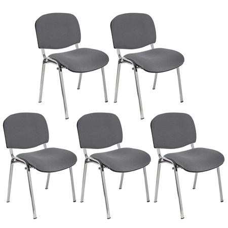 Lot de 5 chaises visiteur MOBY BASE, Commode et Pratique, Prix Incroyable, Gris et Piétement Chromé